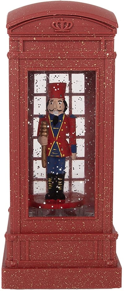 Clayre & Eef Kerstdecoratie met LED-verlichting en muziek 9x9x21 cm Rood Kunststof