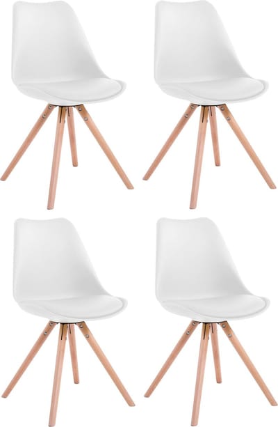 CLP Toulouse Set van 4 stoelen - Rond - Kunstleer wit natura