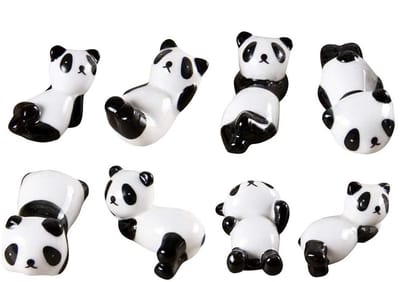 Dailygoods- Eetstokjes Rack Panda-vorm - 8 Stuks - Keramiek - Schokbestendig - Duurzaam - Tafeldecoratie - Eetstokjeshouder