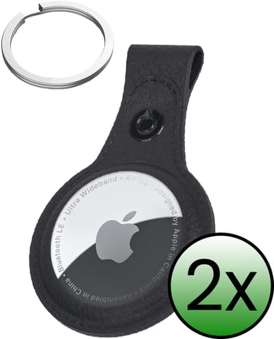 Hoesje Geschikt voor Apple AirTag 2-Sleutelhanger Hoesje Leer - Sleutelhanger Hoes Hoesje Geschikt voor Apple AirTag 2e generatie Case - Zwart - 2 Stuks
