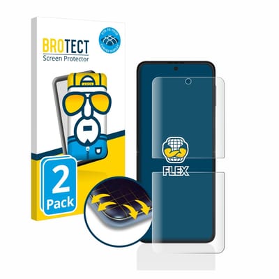 BROTECT - Screenprotector voor Samsung Galaxy Z Flip 3 5G - Folie Beschermfolie transparant volledig dekking - 2 Stuks