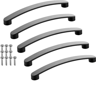 SOTECH 5 stuks meubelgrepen BLACKLINE VI BA 160 mm mat zwart (lengte 178 mm, breedte 19 mm, hoogte 25 mm) design aluminium vitrinegreep