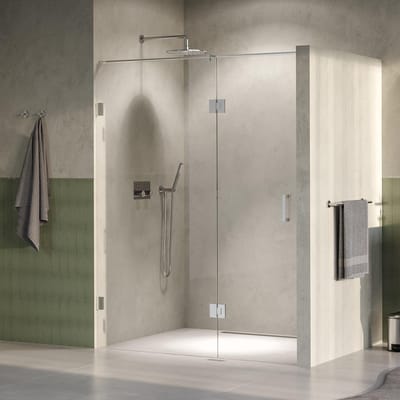 Brauer Void - Nisdeur - 2-Delig - Helder Glas - 150 x 200 cm - Omkeerbaar - met Draaideur 70 cm - Aan Glas - incl. Glascoating - PVD RVS-Kleurig