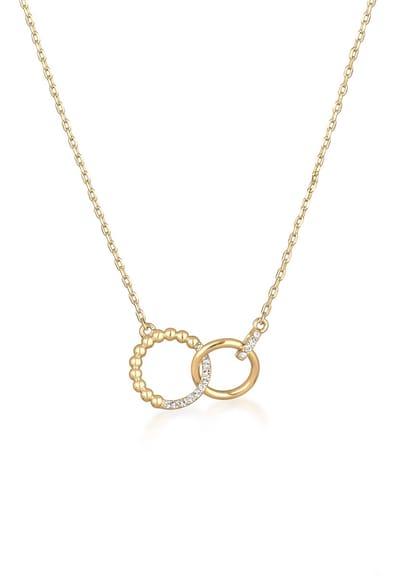 Elli - Halsketting - Dames Hanger Ringen Elegant Bol Verstrengeld Zilverkleurig met Kristallen - Dames