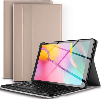 Hoes - Geschikt voor Samsung Galaxy Tab A 10.1 (2019) - Toetsenbord Case - Keyboard Book Cover - Hoesje - Goud
