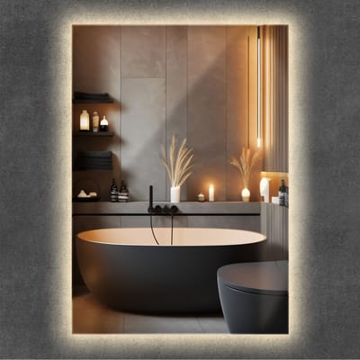 Wallfluent LED Spiegel - Rechthoekige Spiegel LED - 100 cm x 70 cm - met warm licht - Woonkamerspiegel – Badkamerspiegel – Boven de wastafel – Slaapkamerspiegel - Klassieke - Spiegel - Minimalistische - Design - Make up spiegel - Minimalistische