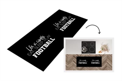 Keukenloper - Loper keuken - Life is simple, eat sleep play football - Spreuken - Quotes - Voetbal - 120x50 cm - Keukenloper vinyl