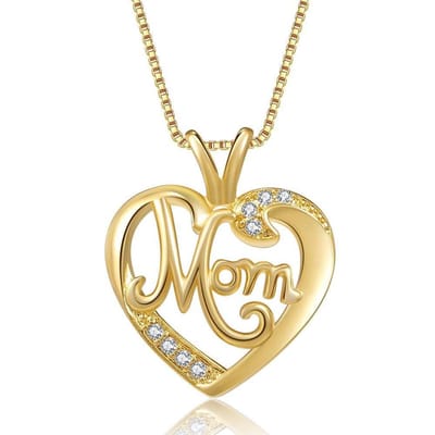 Lumici® | Mama Ketting v9 – Mama Amour - Mama Hart Ketting - Met Zirkonia - Ketting Voor Mama – Mom Necklace – Cadeau Voor Haar – Moederdag Geschenk – Dames Ketting – Collier – Valentijn – Liefde – Goud