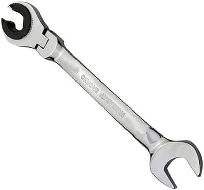 Flexibele 11mm ratelsleutel voor slangen - Open einde, chroom vanadium staal, hoogglans afwerking, geschikt voor olie en mechanica