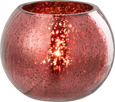 J-Line theelichthouder Bal Craquelé - glas - roze - small