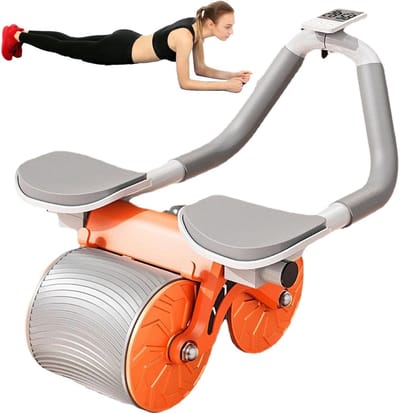 Buikspierwiel met Elleboogsteun - Ab Roller Wiel - Core Training - Automatische Rebound Functie - 4 inch Breed - Oranje