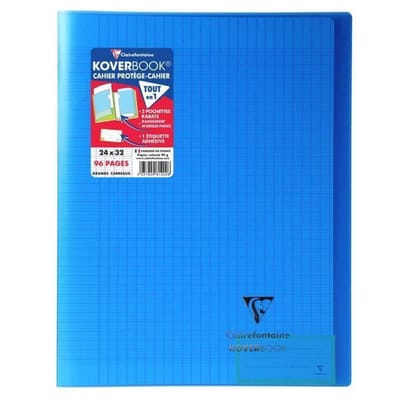 CLAIREFONTAINE Koverbook Notebook 96 pagina's met flappen - 240 x 320 mm - Seyes-papier PEFC 90 g - Blauw
