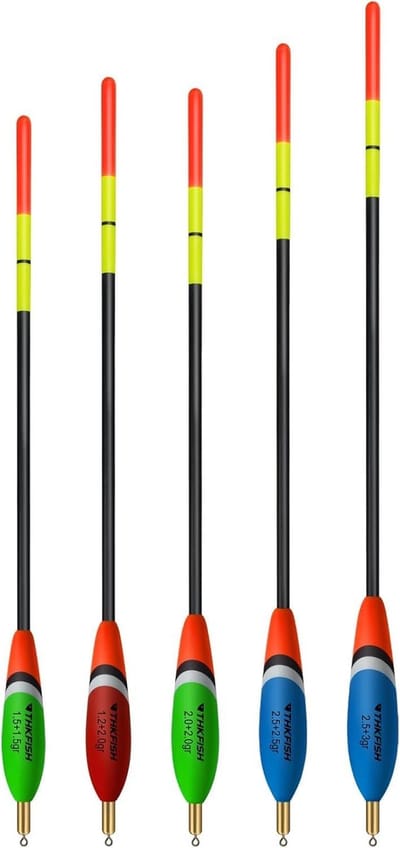 SnelShoppen - 5-delige Houten Vissen Floats Set, Kleurige Bobbers met Hoogwaardige Bare Hout, Vissaccessoires voor Rivier en Meer, 2.5g tot 3g Variati