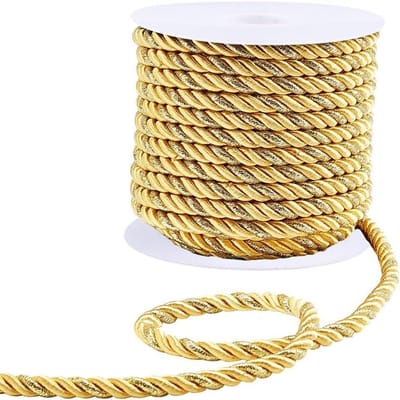 MK Stoer - Twist Cords - Decoratie - Solid - Zijde - Twine Cord - 8mm - Nylon - Kerstmis - Twisted Touw - Decoratief - 20 Yards - Touw - Meubels - Gevlochten - Gordijn Tieback - Zijde Touw - Touw - Honor Cord - PandaHall