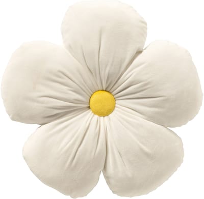 LEANDER - sierkussen Ø40 cm - bloem - Snow White - wit