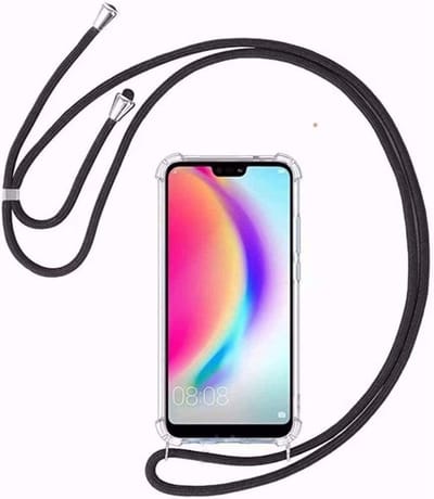 LuxeBass Hoesje geschikt voor Xiaomi Redmi 9C met koord - draagriem - nek - kettinghoesje - Antishock - Transparant