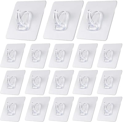 Allecto - Zelfklevende Haakjes - 18 Stuks - Sterk en Transparant - Ideaal voor Keuken en Badkamer - Perfect voor Muur en Deur - Waterdicht en Herbr...