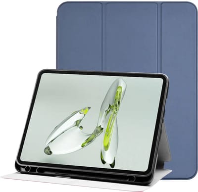 Tablet Hoes Geschikt voor OnePlus Pad Go / Oppo Pad Neo / Air 2 | Luxe Tri-Fold Book Case | Kunst Leren Bescherm Hoes | Standaard Functie | Blauw