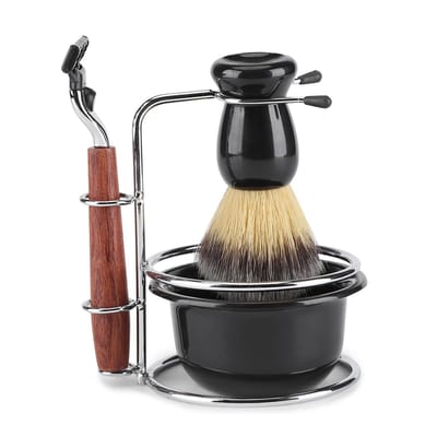 Dailygoody - Scheermes Kit - Veiligheid Scheermes - Hoogwaardige Set - Nat Scheren Set - Compleet voor Heren - Inclusief Houder en Borstel