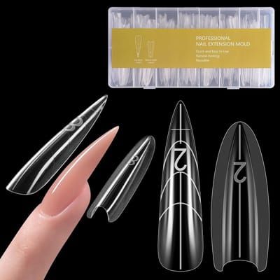 Namajunas - Nagel sjablonen verlenging - Nagel tips transparant - Nail forms - 240 stuks 15 maten - Nail art - Nepnagels - Kunstnagels voor polygel extension nagelkunst salon - Cadeaus voor vrouwen - Sandwich Dual Nail Vorm - Lange amandel