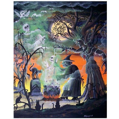 Diamant schilderij kruissteek schedel Halloween heks diamant borduurwerk 20X30CM gray