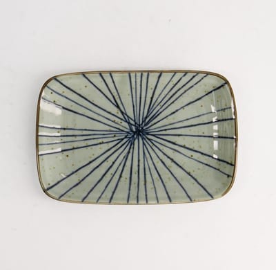 Tokyo Design Studio - Mashiko Rechthoekig Bord - Tokusa Blauw - 16,3 x 10,2 cm
