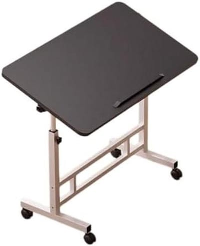 Bijzettafel met wieltjes - Bedtafel laptopbureau - Werken en lezen - In hoogte verstelbaar - 60x40 cm - Zwart