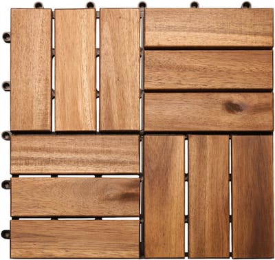 2 m² houten tegels terrastegels 22 stuks houten tegels mozaïek 30x30 cm - balkontegels weerbestendig van acaciahout met kliksysteem voor terras balkon
