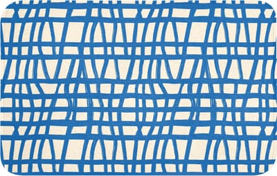 Badmat 80x50 cm - Antislip - Ruitpatroon - Blauw - Crème - Badmatten voor badkamer - Badkamermat - Douchemat - Badkamer mat