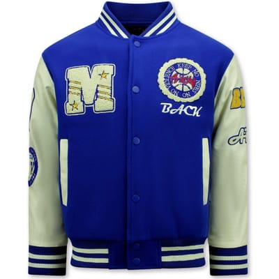 Vintage Oversized American Baseball Jacket Heren - 7086 - Blauw