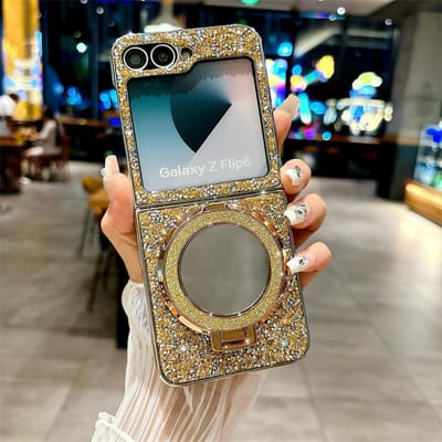 Elektrogeplateerde Spiegelbeugel Telefoonhoes voor Samsung Galaxy Z Flip 6 5 4 3 Flip3 Flip4 Flip5 Flip6 5G Lederen Beschermhoes Galaxy Z Flip6 white