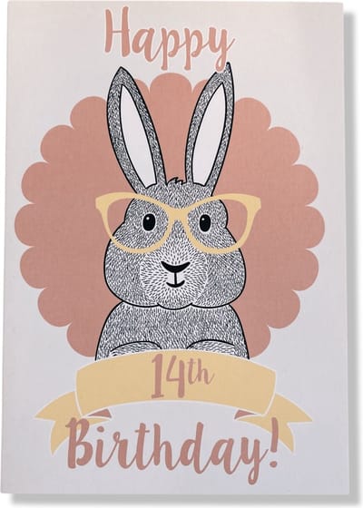 Hoera 14 Jaar! Luxe verjaardagskaart - 12x17cm - Gevouwen Wenskaart inclusief envelop - Leeftijdkaart