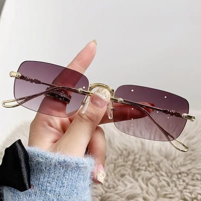 Lunettes de Soleil Style Rétro Hommes Mode Designer Sans Monture Lunettes de Soleil Teintes Verre Taillé Lunettes Sans Monture Femmes Lunettes de Soleil UV400 W136727WW-as picture
