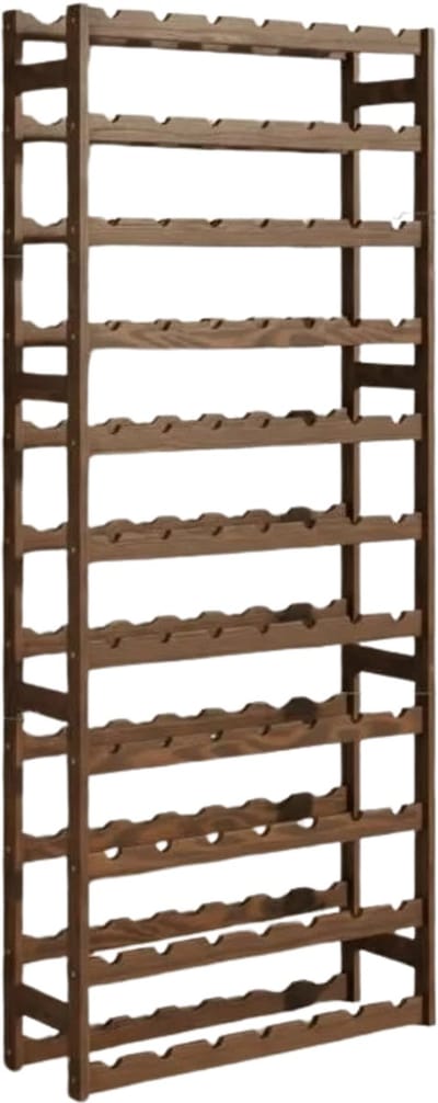 Emvae Wijnrek - Houten Flessenrek voor 77 Flessen - 11 lagen - Massief hout - Notenhout kleur - 166x72x25cm