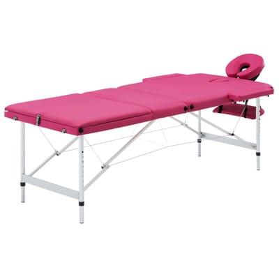 vidaXL - Massagetafel - inklapbaar - 3 - zones - aluminum - roze