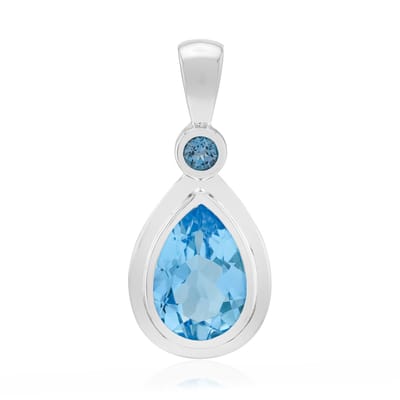 Cavill - 925 Sterling Zilver Palladium Hanger - 3 ct Marambaia & Londense Blauwe Topaas - Peervormige en Ronde Edelsteen - Elegant Dames Sieraad