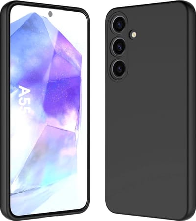 AziLine Zwarte Silicone Case Geschikt voor Samsung Galaxy A55 - AziLine Zwarte Bescherming Hoesje - Premium Zwarte Backcover geschikt voor Samsung Galaxy A55