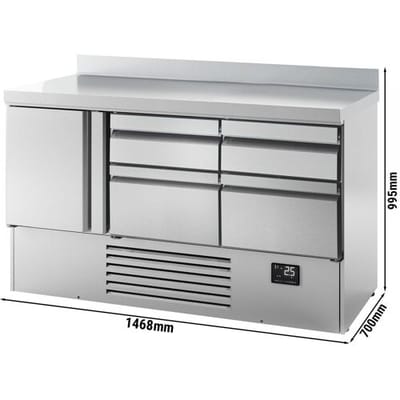 GGM Gastro Kühltisch Premium PLUS - 1460x700mm - mit 1 Tür - 4 Schubladen - mit Aufkantung