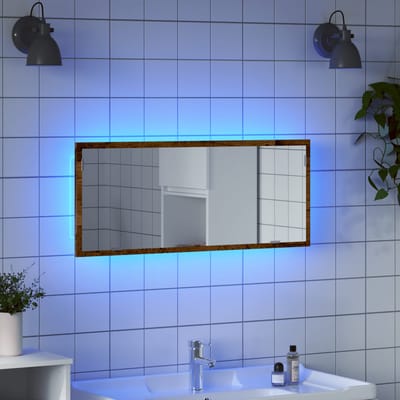 vidaXL - Badkamerspiegel - met - LED - 100x8,5x37 - cm - bewerkt - hout - oud - hout