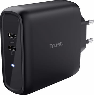 Trust Maxo - Oplader - 65W - Twee USB C poorten - Zwart