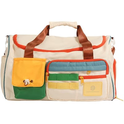Reistas met grote capaciteit, Trendy splicing, Ophanghandvat, Opbergtas voor zakenreis, Onafhankelijk schoenvak, Fitness tas voor meisjes in Japanse stijl beige