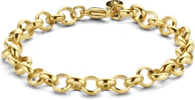 CO88 Collection - 8CB-90763 - Dames Armband Goudkleurig - Jasseron Schakel - Roestvrij Staal (RVS) - 7 mm - 21 cm - Cadeau voor Haar