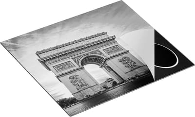 Chefcare Inductie Beschermer Arc de Triomphe in Parijs met Zonsondergang - Zwart Wit - 60x50 cm - Afdekplaat Inductie - Kookplaat Beschermer - Inductie Mat