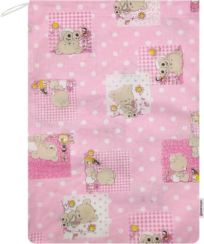 Luiertas voor kleuterschool - 100% Katoen, 34 x 44 cm, Verwisselbare Zak, Roze Beertjes & Bijen