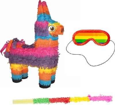 Funny Fashion - Pinata Mexicaanse Ezel 56 cm set met masker en stok