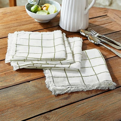 LOBERON Servet set van 4 Klivento wit/groen