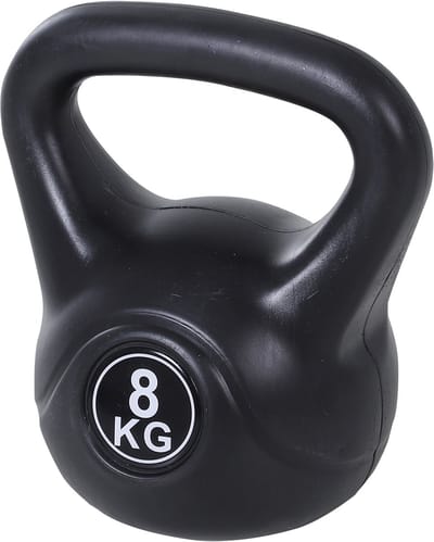 Kettlebell - 8kg Gietijzeren Gewicht - Met Vlakke Bodem - Voor Fitness En Krachttraining - Voor Thuis En Gym - Zwart