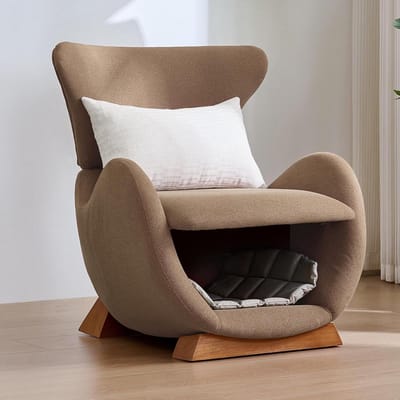 Loungestoel Walvishaai - Huisdierstoel Bank - Ontspannen TV Kijken - Geïntegreerde Dierenhol - 66 x 69 x 76 cm - Bruin