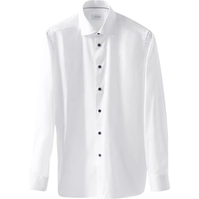 Eton Navy Details Signature Twill Shirt  Wit 100012358