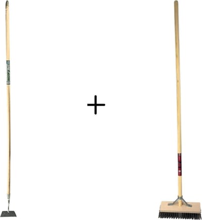 Synx Tools Rechte schoffel 16cm + Staaldraadbezem Bezem Met Steel 150 CM - Buitenbezem - Schoffel - 170cm Staal Met Hilt